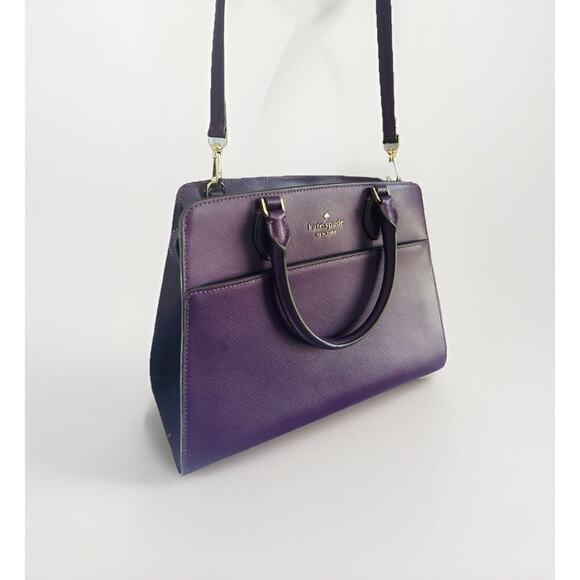 Kate Spade Ripe Plum Madison Saffiano Leather Medium Purple Bag Satchel EUC - Picture 10 of 15